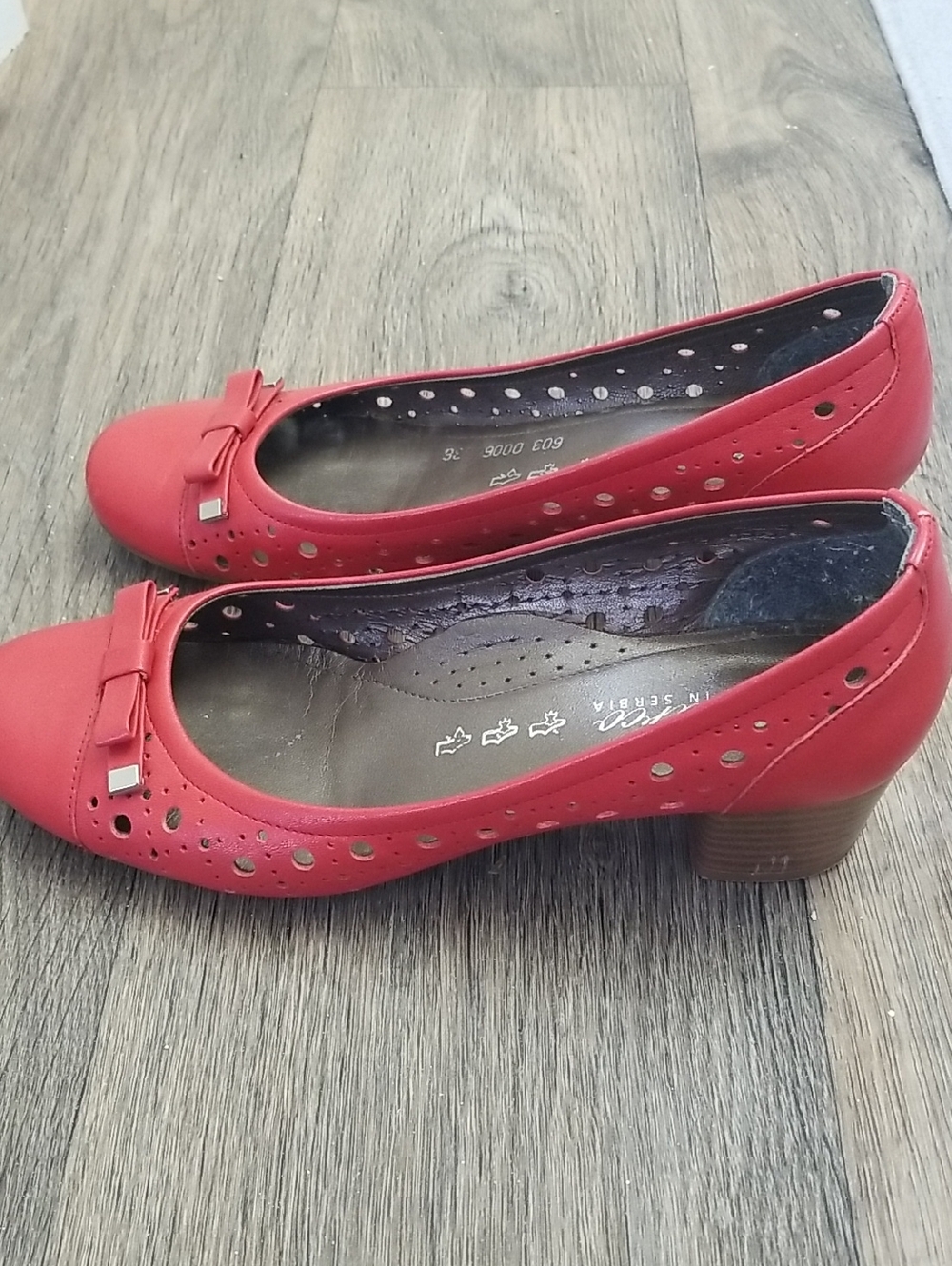 LAST Chance Red Genuine Leather  Bow Detail heels